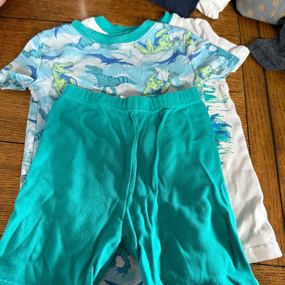 Dinosaur Print Pajama Set with Teal Shorts